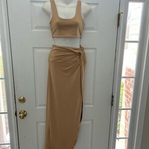 Sexy 2 Piece Skirt Set High Slit Wrap Club Resort Wear